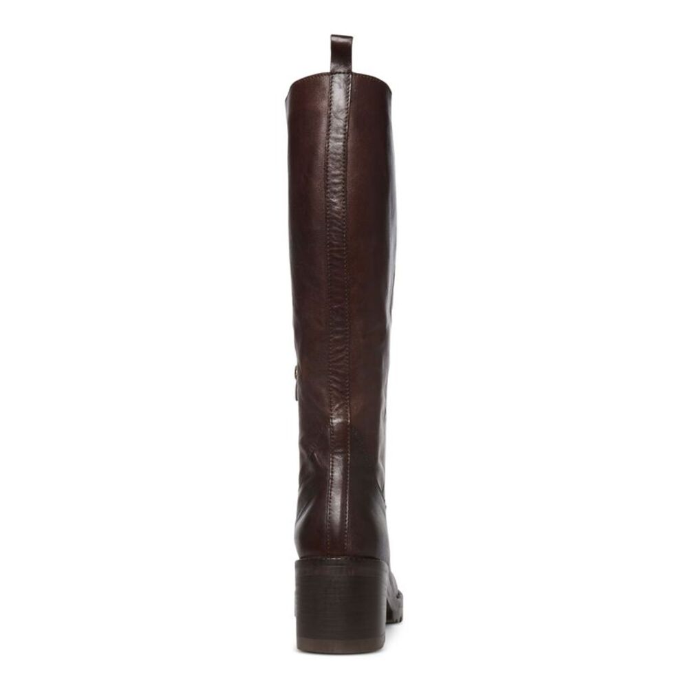 STEVE MADDEN Womens Brown Gyrate Square Toe Block Heel Leather Riding Boot 37 - Picture 2 of 4